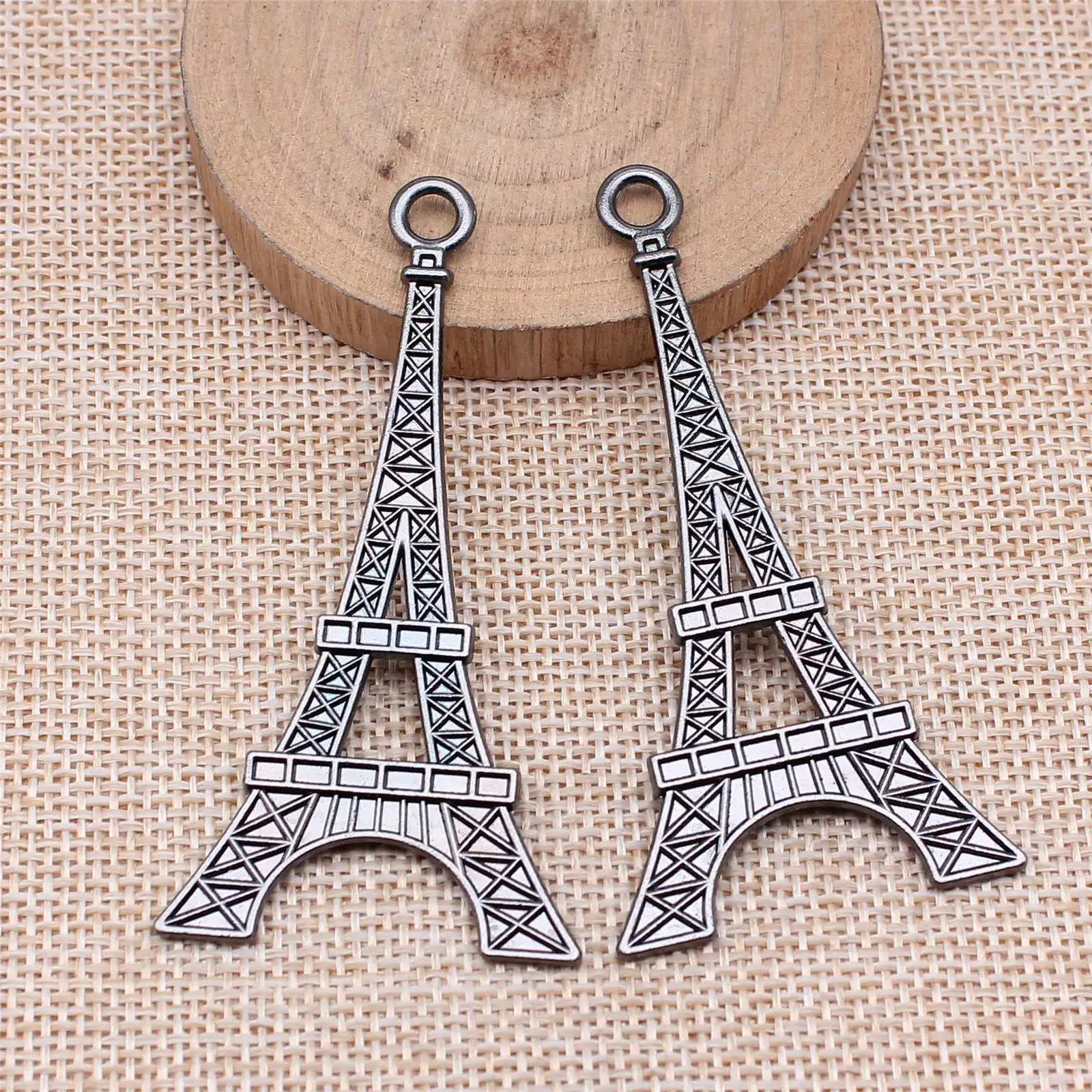 4pcs 70x36mm(2.76x1.42inch) Gun Black Color Eiffel Tower Charms Pendants DIY Jewelry Making Accessories