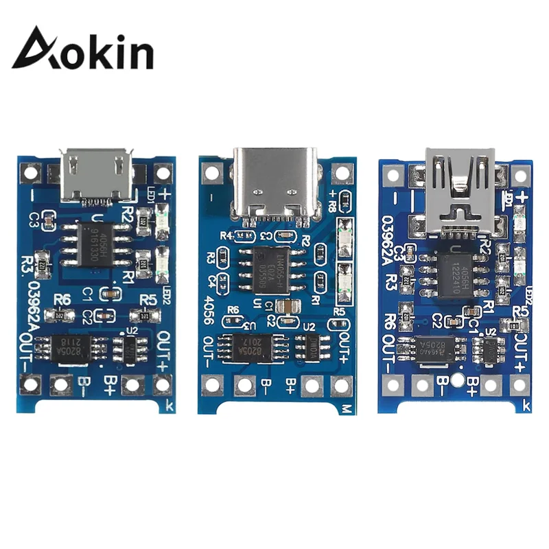 2/5PCS 5V 1A Micro/Type-c/Mini 18650 TP4056 Lithium Battery Charger Module Charging Board With Protection Dual Functions Li-ion