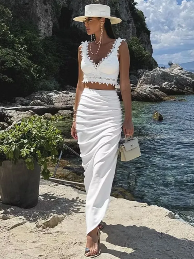Bikini Bodysuit Swimwear Women With Skirt Bathing Suit Summer New Ruffle Splice Print Beachwear Holiday Bikini Cover Ups Outfits