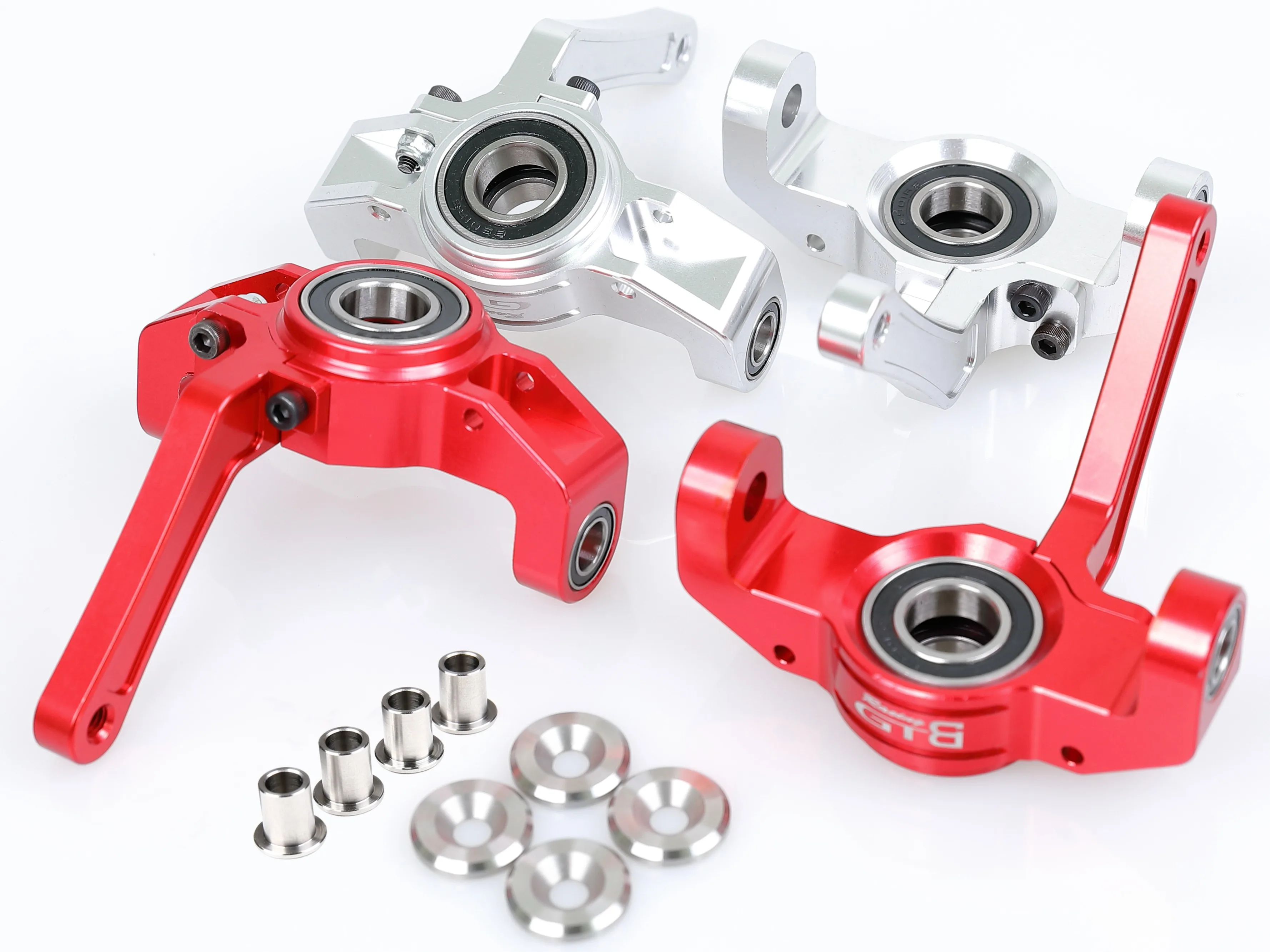 

GTBRacing CNC Aluminum Front Spindle Steering Block for RC Car 1/5 LOSI DBXL DBXL-E/2.0 MTXL Upgrade Part (Silver/Red)