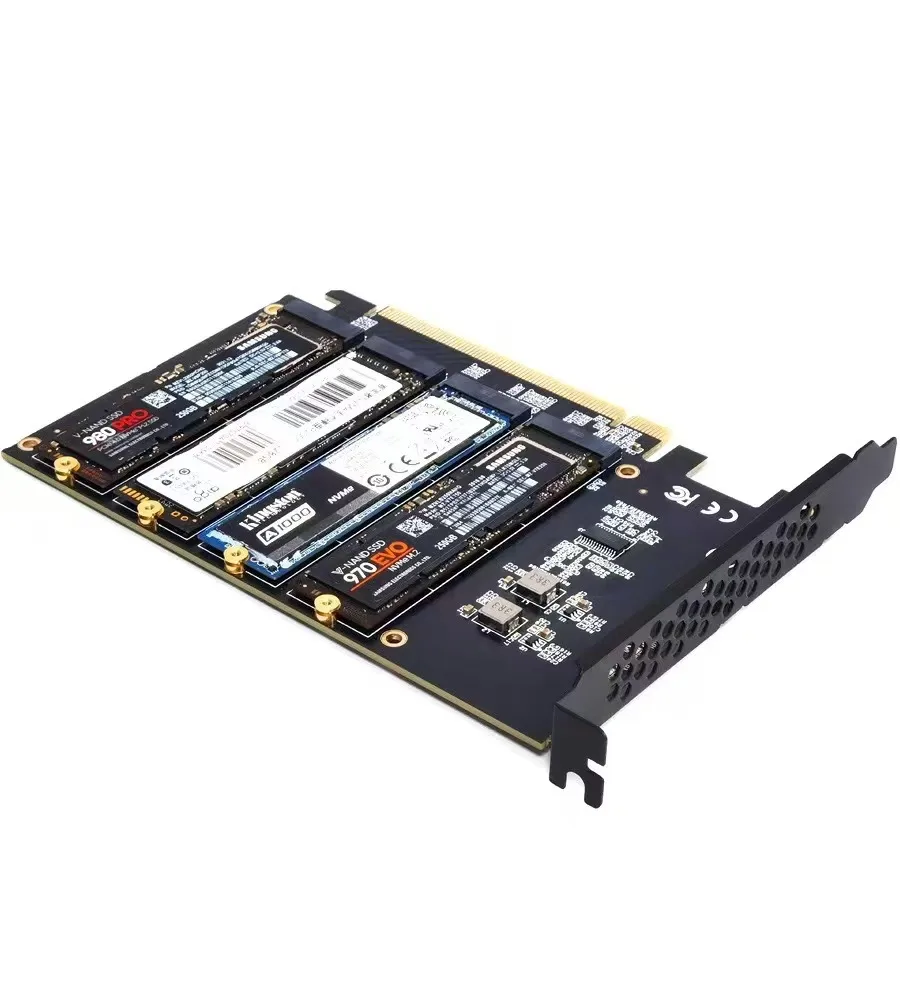 4 portas m.2 nvme ssd para pcie x16 adaptador conversor cartão suporte 2230/2242/2260/2280 host controlador placa de expansão indicador led