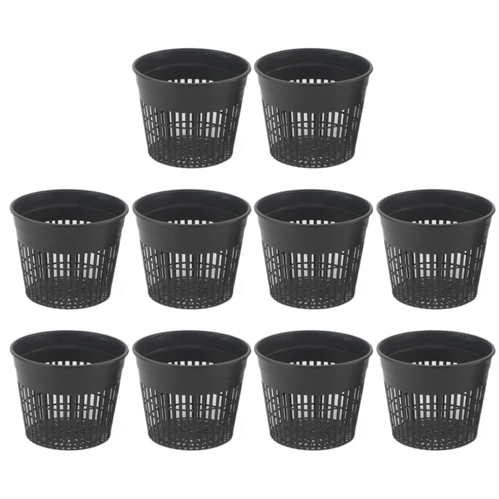 Round Black Pond Plant Holders Pack of 10 Weather Resistant Recycled Plastic with Optimized Drainage and Water Exchange