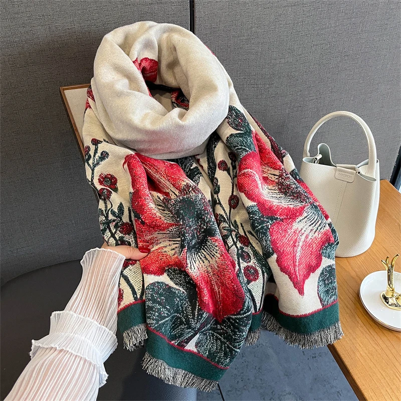 

Новая зимняя шаль, шарфы, накидка 2025, дизайнерский кашемировый шарф, женский теплый модный женский пончо из пашмины, шейный платок, бандана Echarpe