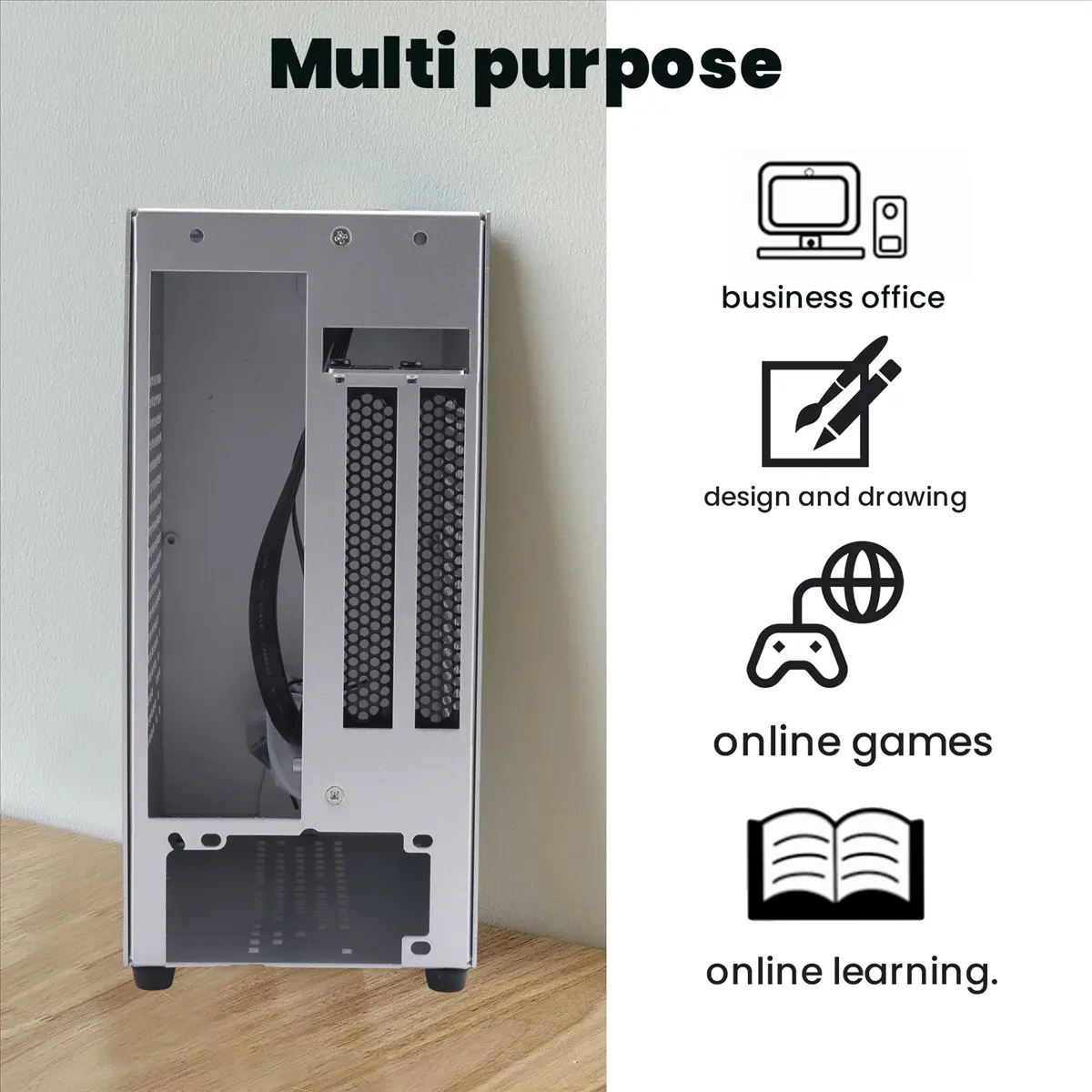 @@HUND-A07 Mini ITX Computer Case Chassis HTPC Host Case USB3.0 ITX Enclosure with Graphics Card Extension Cable(B)