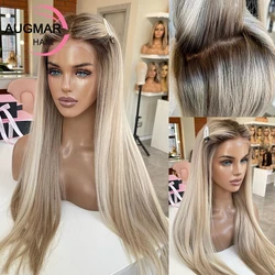 Peluca Frontal de encaje Hd 13x6 para mujer, cabello humano 360 rubio ceniza, prearrancado, 13x4