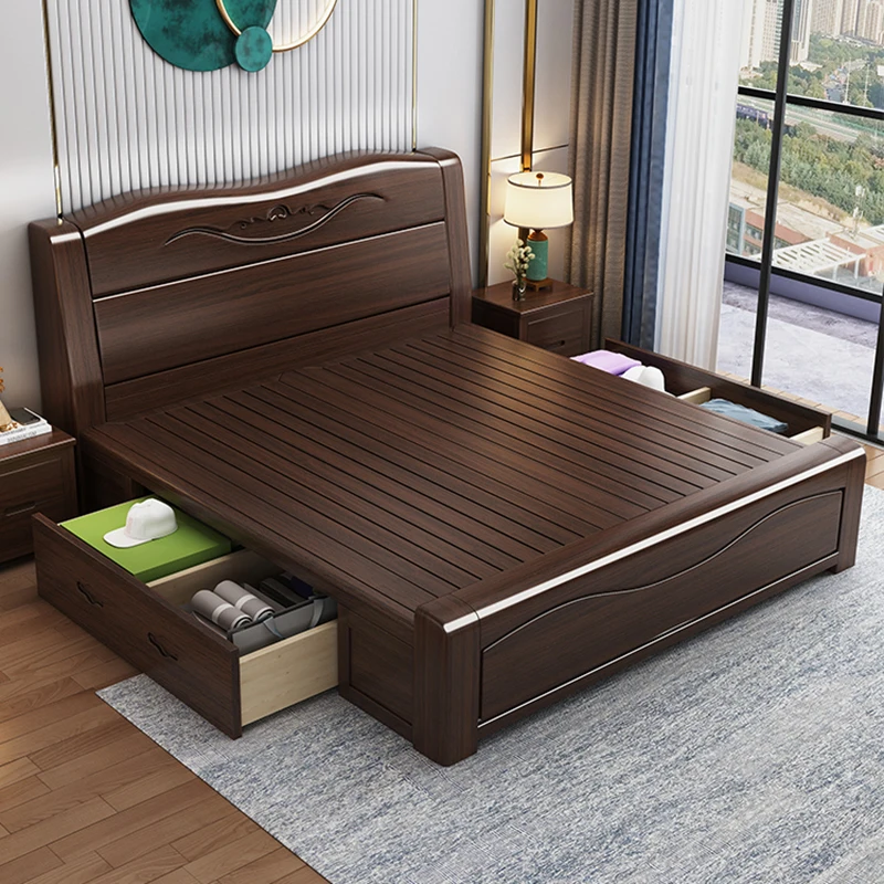 Sleeping Safe Bed Bedroom Luxury Double Modern Massage Full Bed Girls Design Beauty Sun Nordic Simple Wooden Cama Furniture