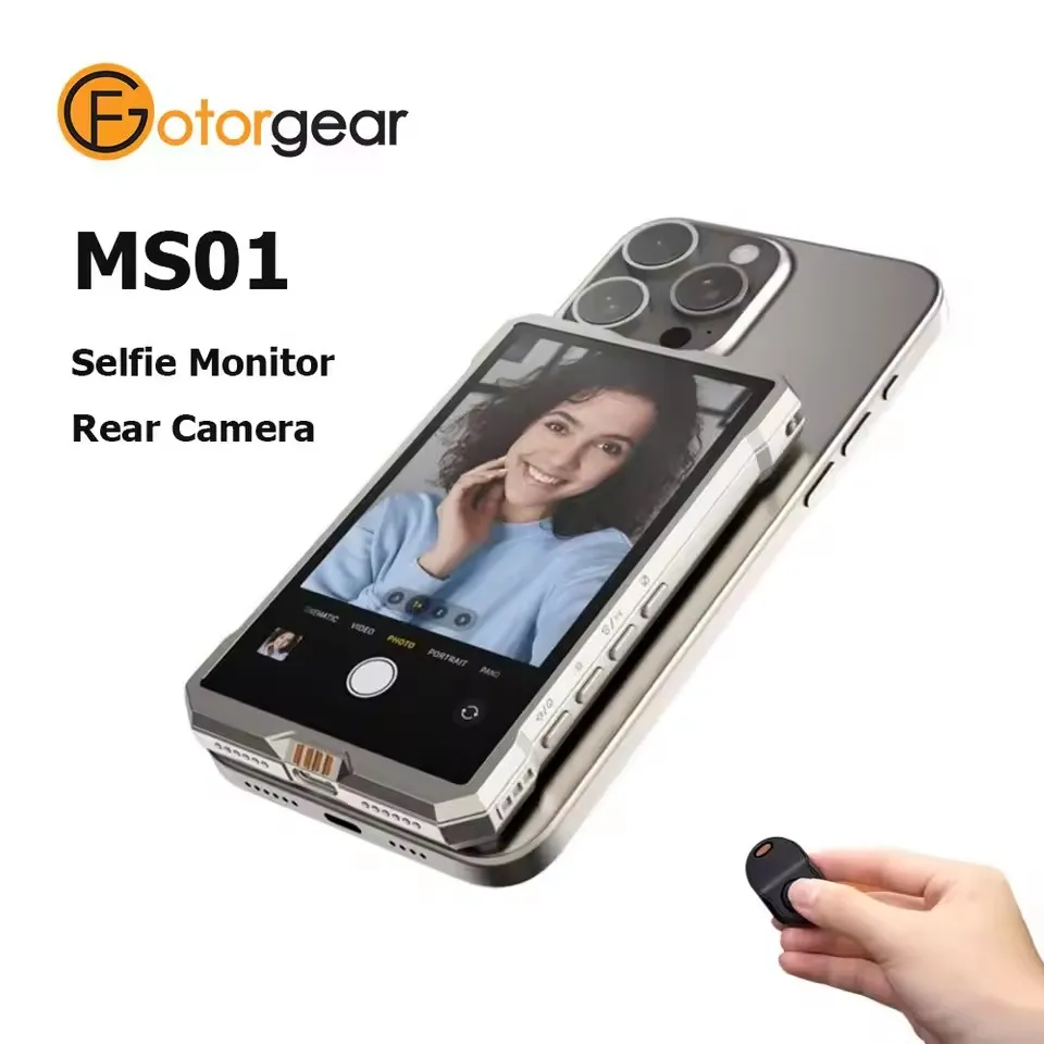 Fotorgear MS01 Magnetic Phone Selfie Screen Display for Phone Rear Camera Selfie Vlog Live Monitor for iPhone Android Phones