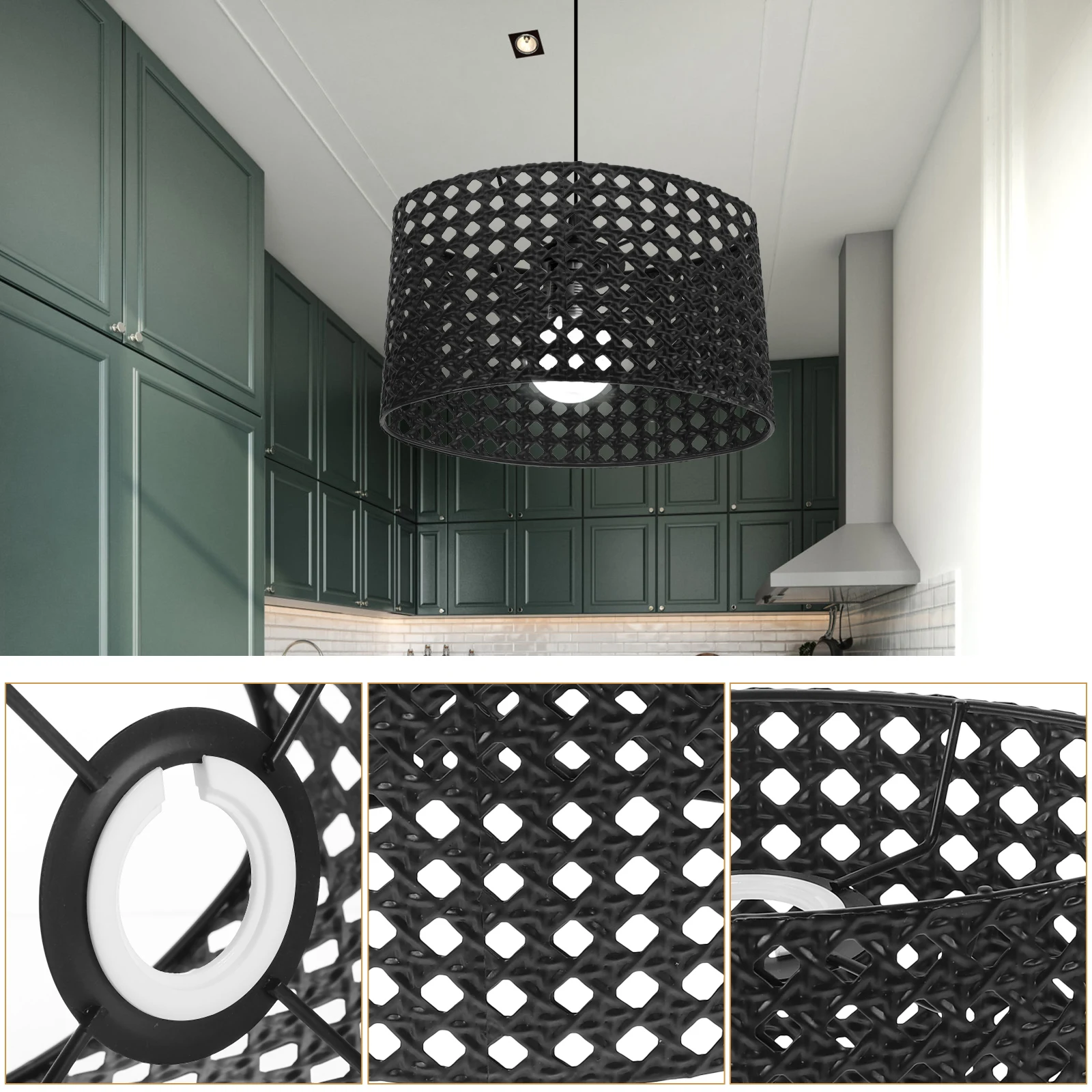 

Iron Lamp Shade Hexagonal Black Ellipse Carved Hollow Design for Table Floor Lamps Shades Modern Vintage Lighting Accessories