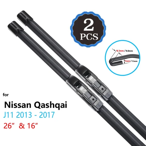 Для Nissan Qashqai J10 J11 2006~2017: Передние щетки стеклоочистителя, аксессуары для автомобиля, для стеклоомывателя, 2007, 2008, 2009, 2010, 2013, 2014, 2015, 2016