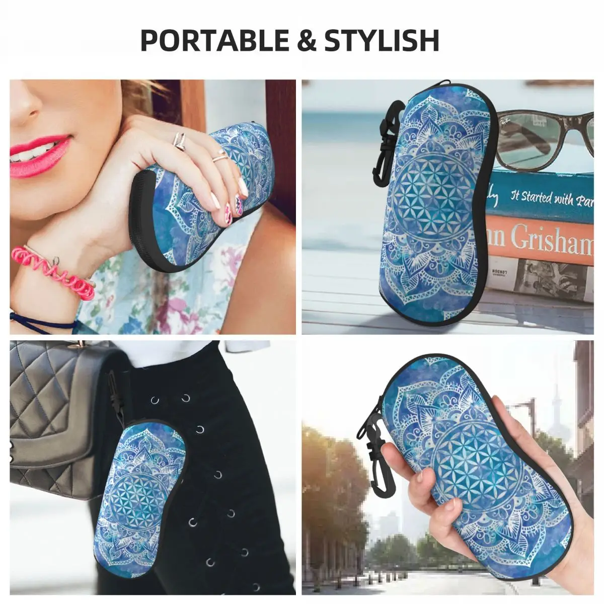 Funda de gafas de sol flor de la vida en loto, Mandala espiritual, Geometría Sagrada suave, gafas de sol de meditación, bolsa protectora, mujer