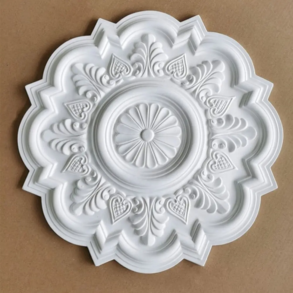 Versatile White PU Medallion For Jiaqi Chandelier Base Round Decorative Ceiling Rose Cover Plate For Modern Home Style