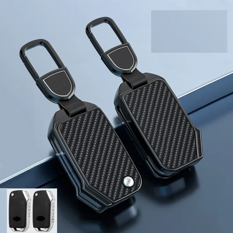 Carbon fiber alloy car remote flip key case cover for Kia Sportage CEED Sorento Cerato Forte KX3 K5 2017 2018 2019 2020