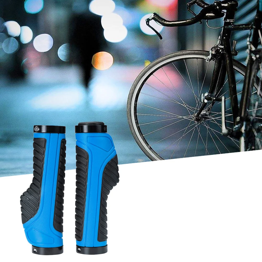 

2pcs Rubber Handle Grips Mountain Cycling Anti-Slip Textured Surface Durable Handlebar Covers Black Blue Bicycle Accessory Ride