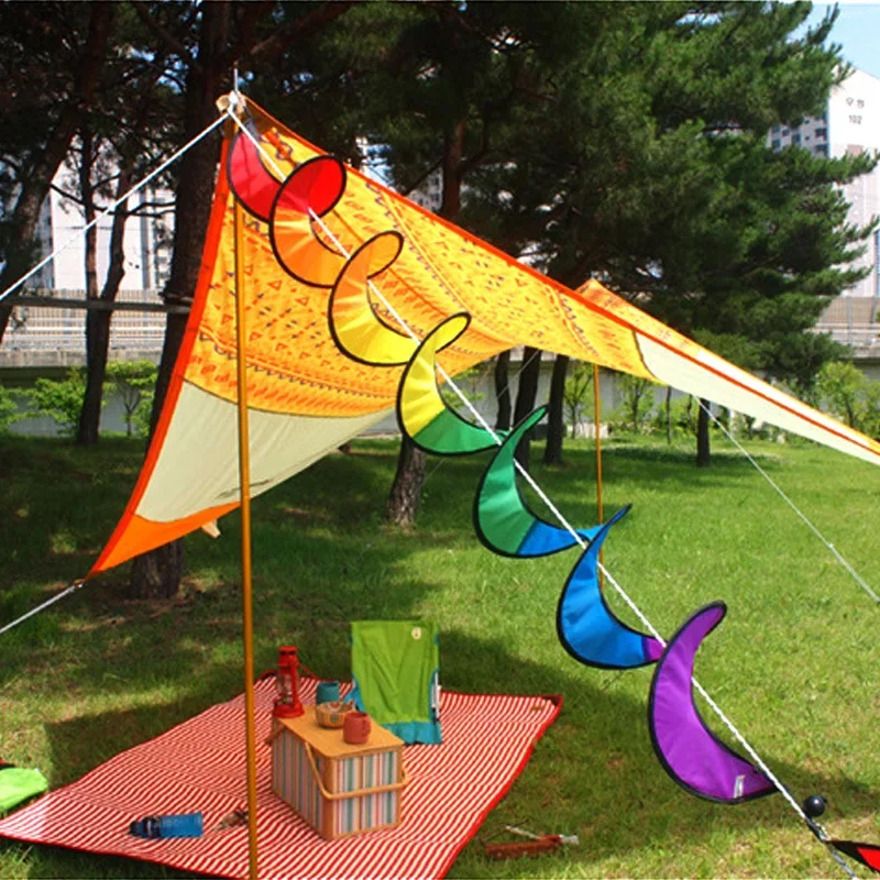 1PC Foldable Rainbow Spiral Windmill Garden Wind Spinner Camping Tent Home Garden Decor Outdoor  Hiking Accessories