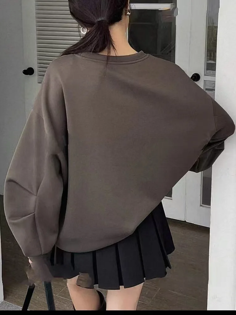 New Women's Sweatshirt O-neck Long-sleeved Hollow Loose Top Pullover Fashion High Street Hoodies for Women