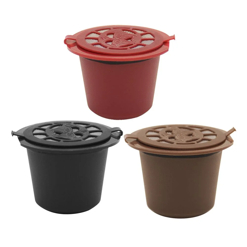 1Pcs Coffee Capsule Reusable Refillable Nespresso Coffee Capsule with Plastic Spoon Filter Pod Brush