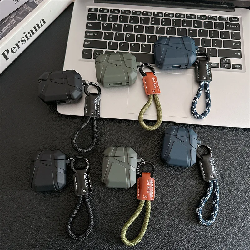 For Airpods Pro 3 Case 2025,Military Shockproof Earphone TPU Protecive Cover For Airpods Pro 2/Airpods 4 Case With Keychain view 2