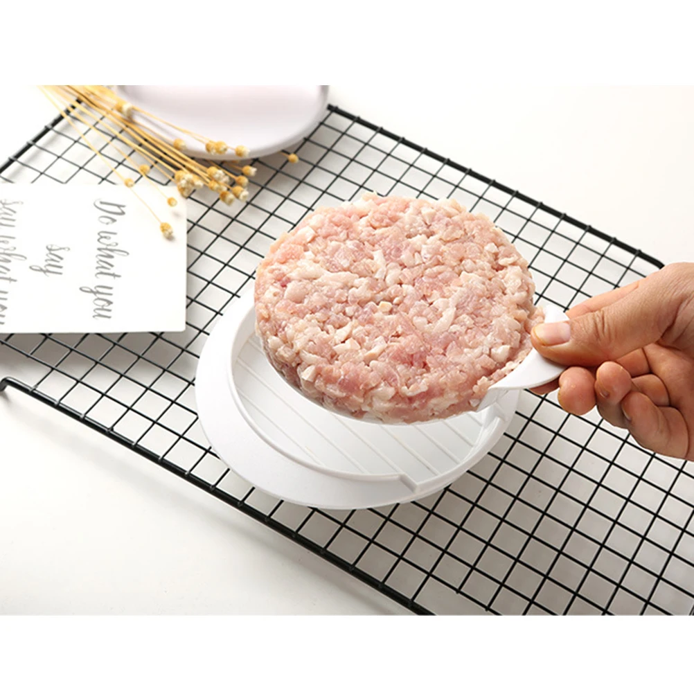 

Round Burger Press Mold for Perfectly Shaped Beef Fish Crab Cakes Non-Slip Grip Handle Detachable Easy Clean Kitchen Tool Meat