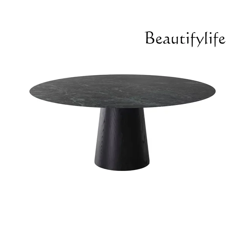 N36 Italy imported natural marble dining table round emerald simple Chinese high-end round dining table