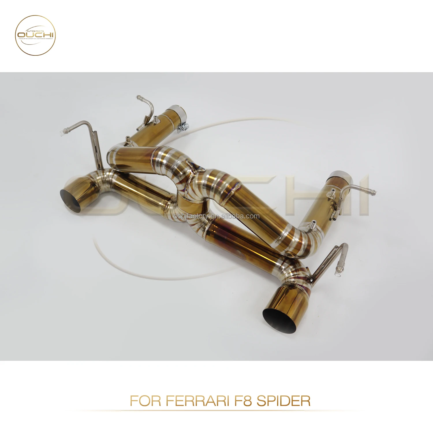 أجزاء أداء السيارات OUCHI لـ Ferrair F12 F8 2015-2019 3.9T Spider Pista Gold سبائك التيتانيوم Catback Supra صمام العادم