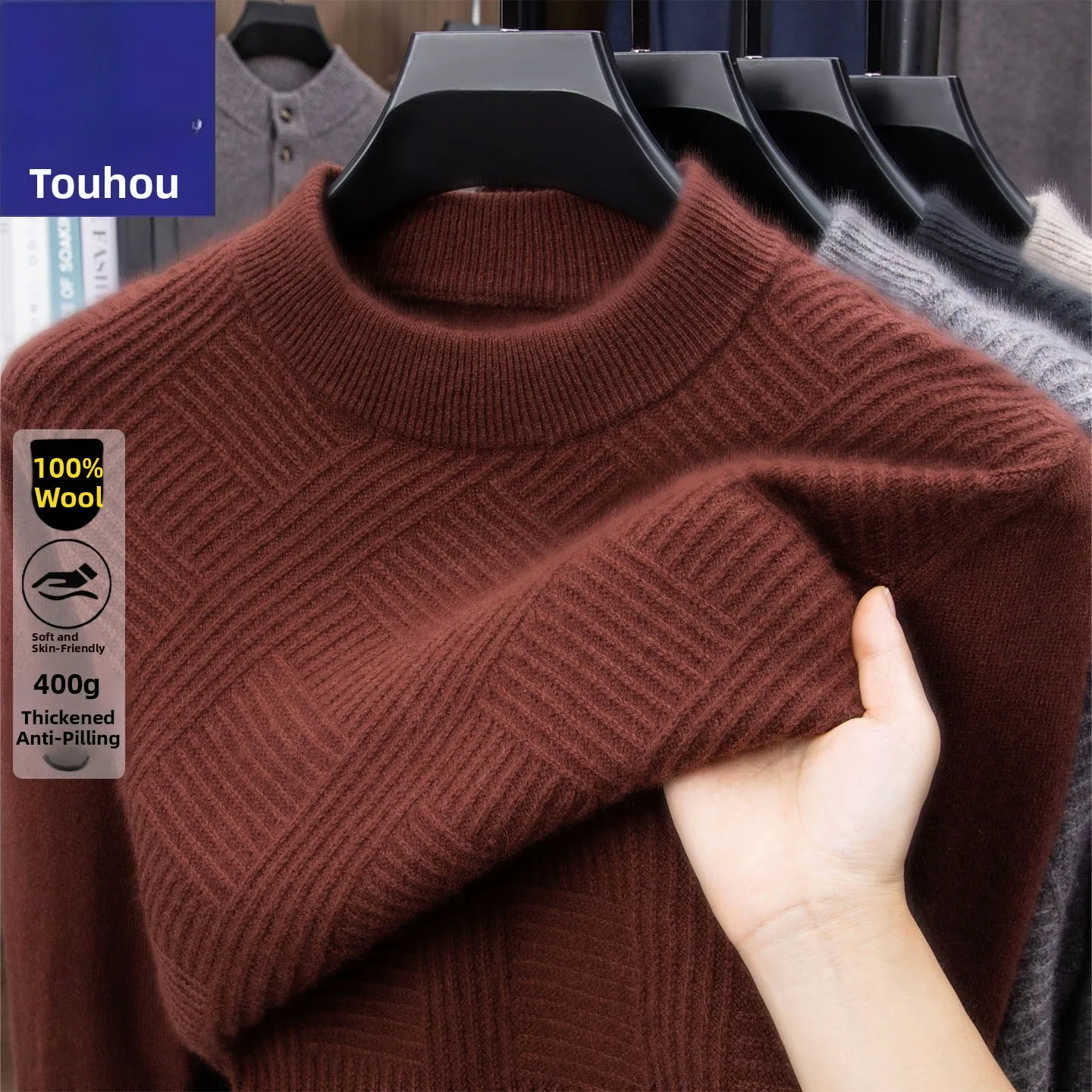 

Мужской свитер TUCANO 00 из чистой шерсти, вязаный, с круглым вырезом, утепленный, повседневный, комфортный, мягкий, шерстяной, с длинными рукавами