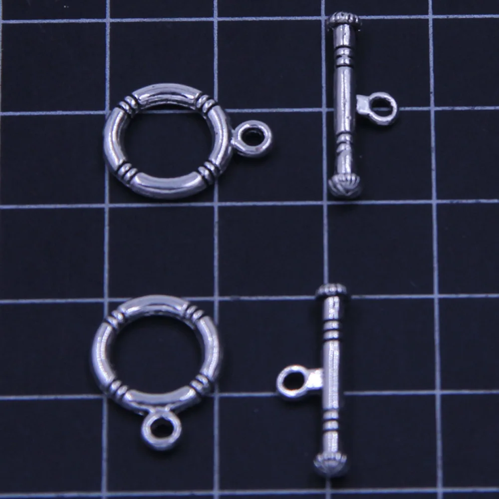 10 Sets klassische Toggle OT-Verschlüsse, silberfarben, für Charms, Armbänder, Schmuck, DIY, 16 x 12 mm – Detail 3