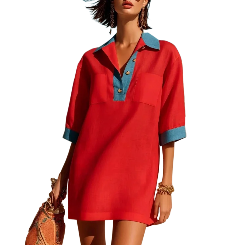 Elegantes Sommer-Poloshirt-Kle – Casual Loose Linen Shirt Dress Bewertung und Preis