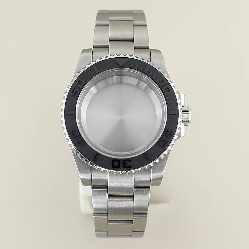 40 مللي متر ل NH35 NH36 8215 Eta2824 PT5000 حركة NH35A ساعة غوص فضي YACHT حافظة الياقوت الزجاج المحار حزام السيراميك الحافة