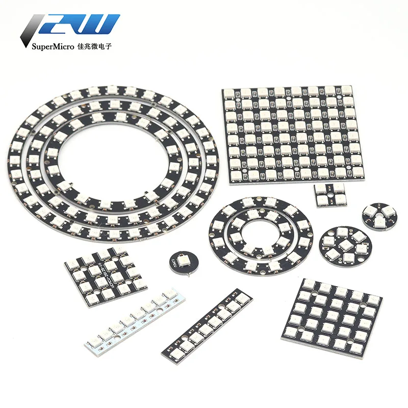 5V 1Bit 3 4Bit 7 8Bit 9 12Bit 16Bit 24Bit 32Bit 64 Bits WS2812 5050 RGB LED Ring Lamp Light + Integrated Drivers For Arduino Diy