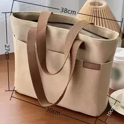 New Canvas Tote Bags for Women Large Capacity Single Shoulder Bag Student Classes Commute Carrying Bag Ladies Casual Handbags