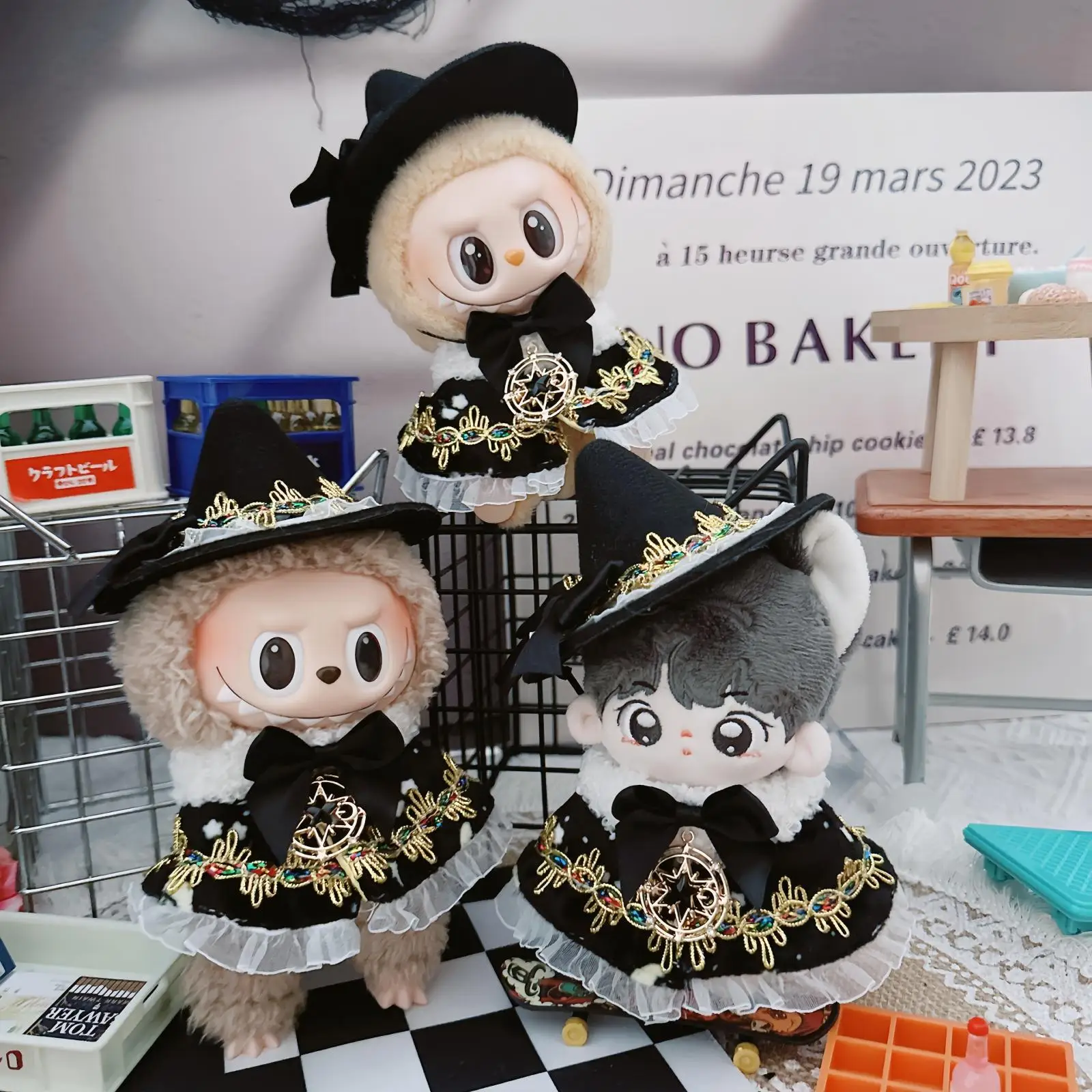 15/17cm Labubu Clothes First And Second Generation Labubu Halloween Magic Code Shawl Hat Changing Outfit Labubu Accessories