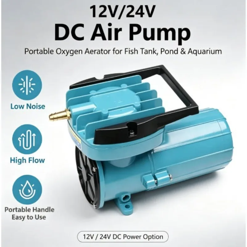12V 24V 100W Portable Oxygen Pump Fish Tank Aerator Small Aerator Pump Aquarium Fish Pump DC Permanent Magnet Air