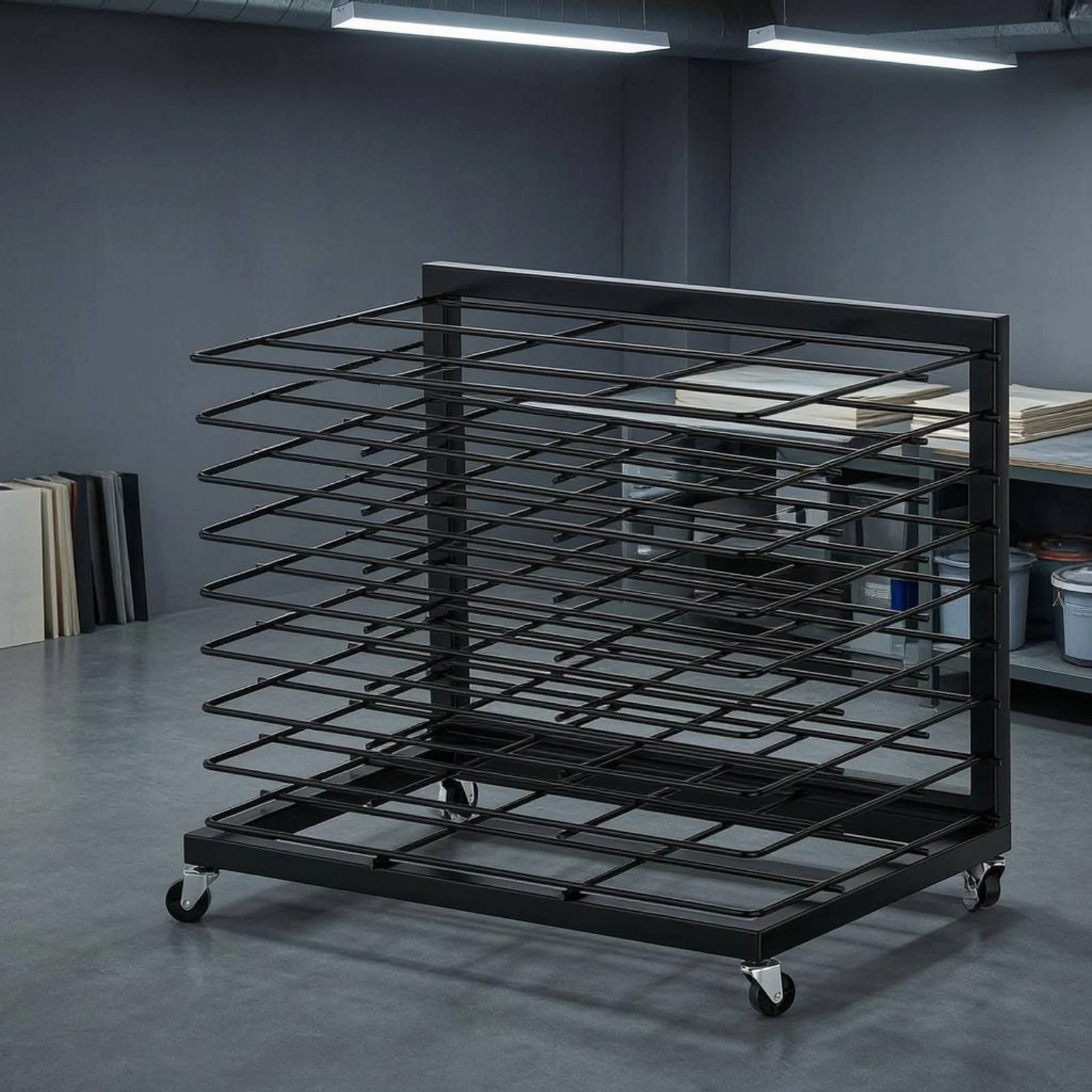 

Rolling Art Rack Wheeled Art Drying Rack Metal Drying Stand Rectangular