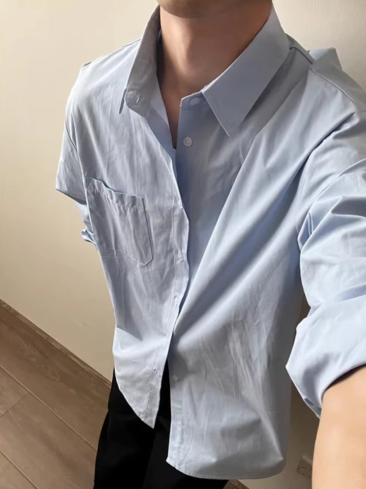 

Blue Casual Long Sleeve Men's Shirt Fashionable Urban Style Breathable Cotton Spring Summer Commuting Versatile Inner Wear
