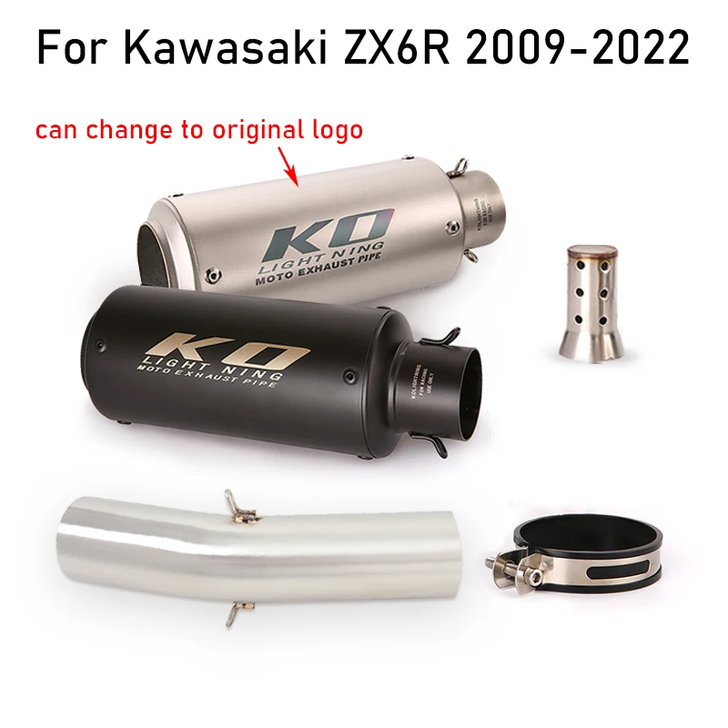 

For Kawasaki ZX6R 2009-2022 Motorcycle Exhaust System Muffler Tail Pipe Escape Middle Connect Link Tube Slip On Stainless Steel