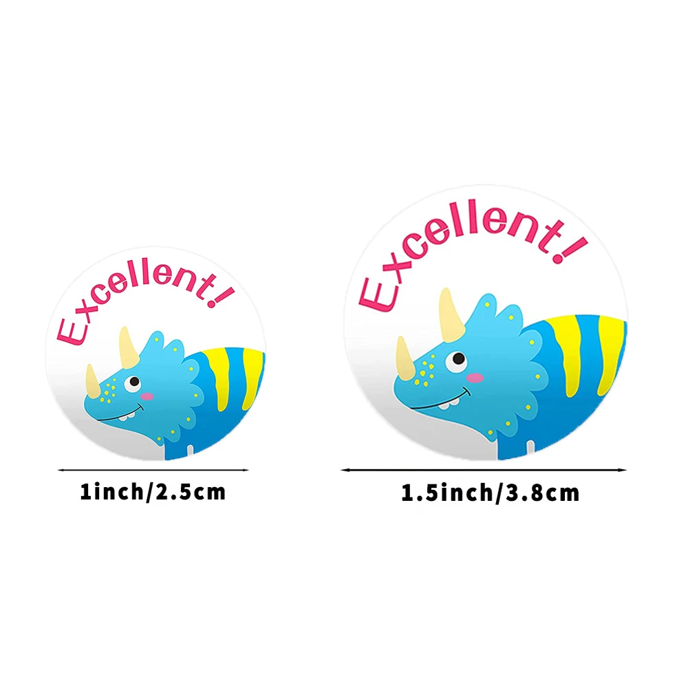 Stiker Hadiah Anak-anak Hewan Dinosaurus Bulat Label Mainan Lucu Dekorasi Kado Stiker Persediaan Alat Tulis Label Segel 500 Buah