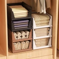 Stackable Storage Basket Plastic Folding Closet Organizers Storage Box Wardrobe Drawer layered Partition Clothes Storage rack
