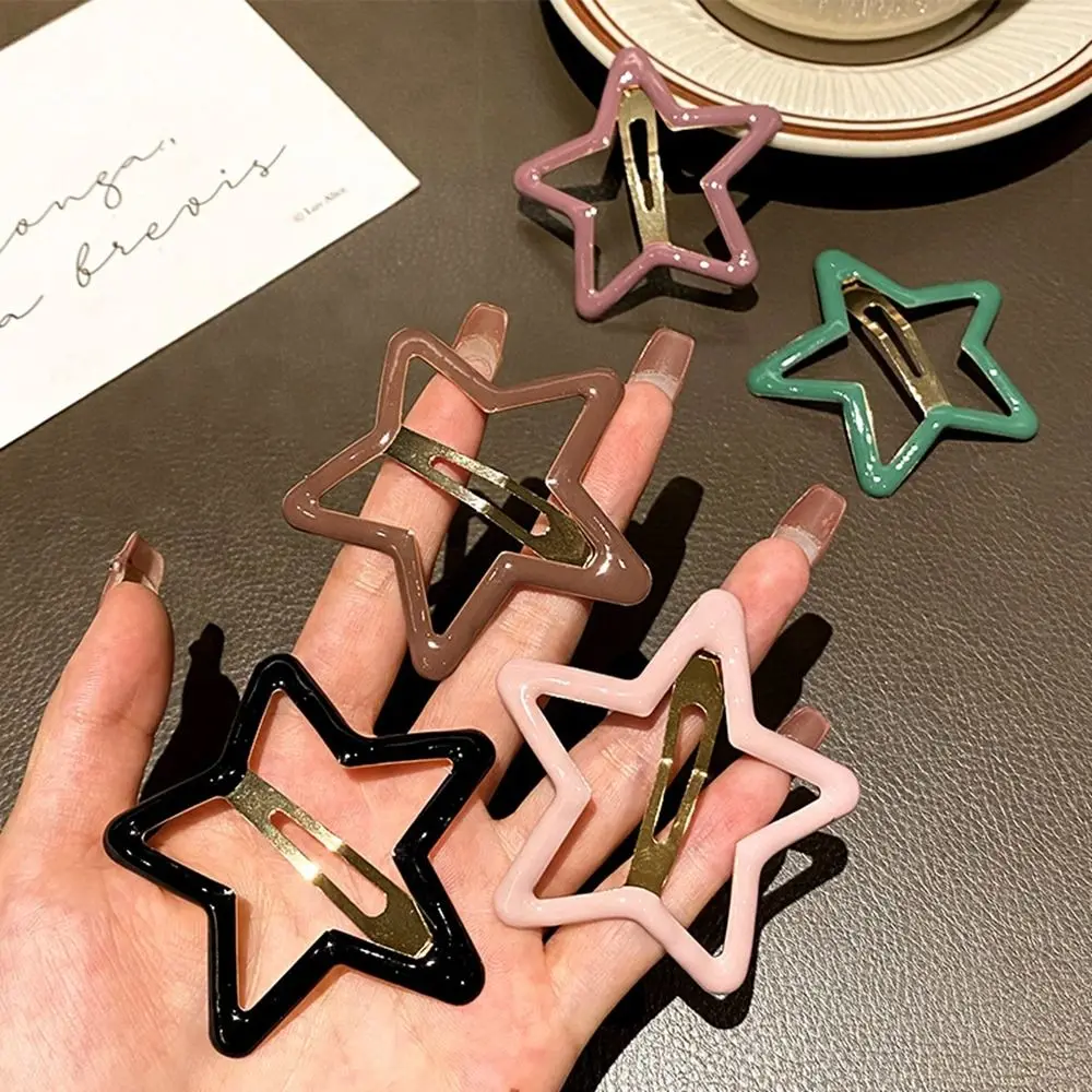 น่ารัก Pentagonal Star Star BB คลิปผมโลหะผสมโลหะด้านข้าง Barrettes Geometric Hollow Y2k Hairpin Streetwear