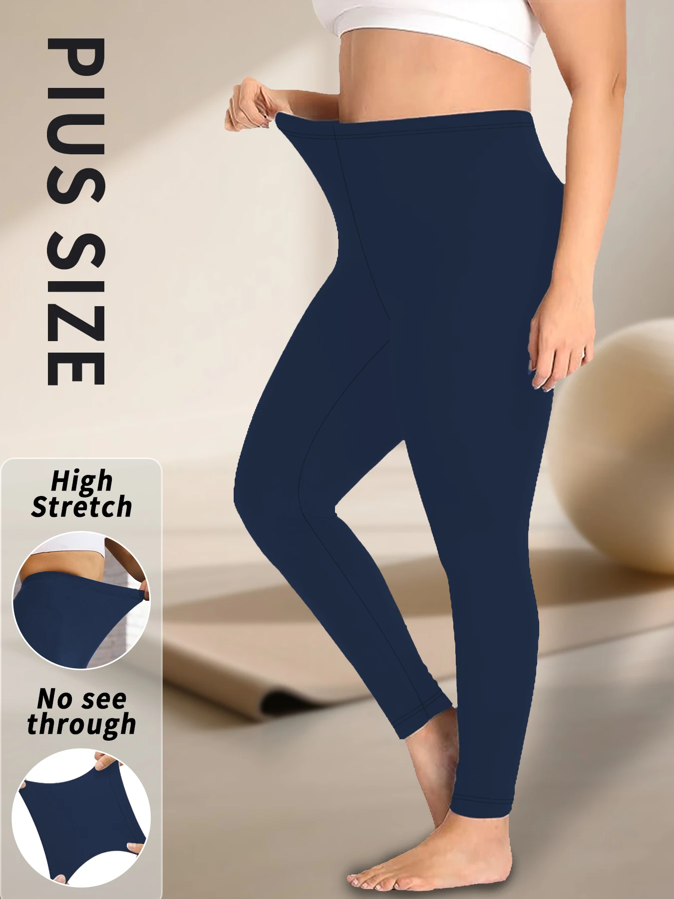 Plus-Size Damen-Leggings, superweich, hohe Elastizität für Workout, Yoga, Laufen und alltägliche Freizeitkleidung, bequeme Stretch-Tights – Detail 9