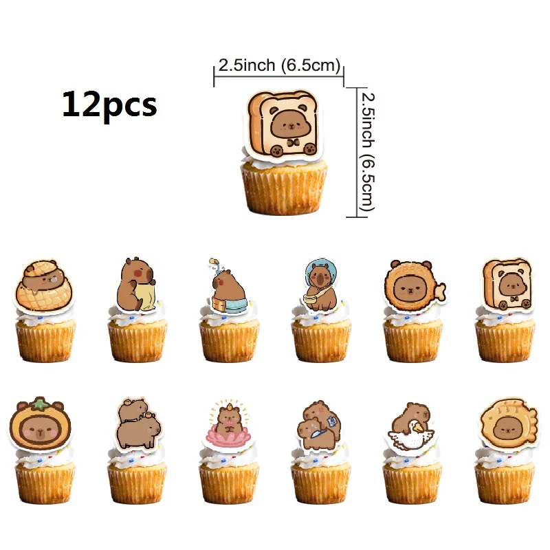 Animal Theme Children's Birthday Party Cake Decoration,Capybara Cake Toppers,Capybara Happy Birthday Cake Insert