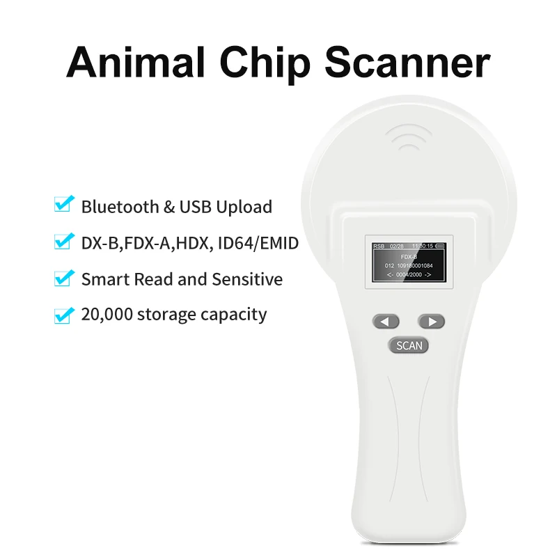 

Rfid FDX-B/A 134.2khz Animal Microchip Reader ISO Chip OLED Pet Dog Scanner For Rfid Glass Tag Animal Microchip Scanner