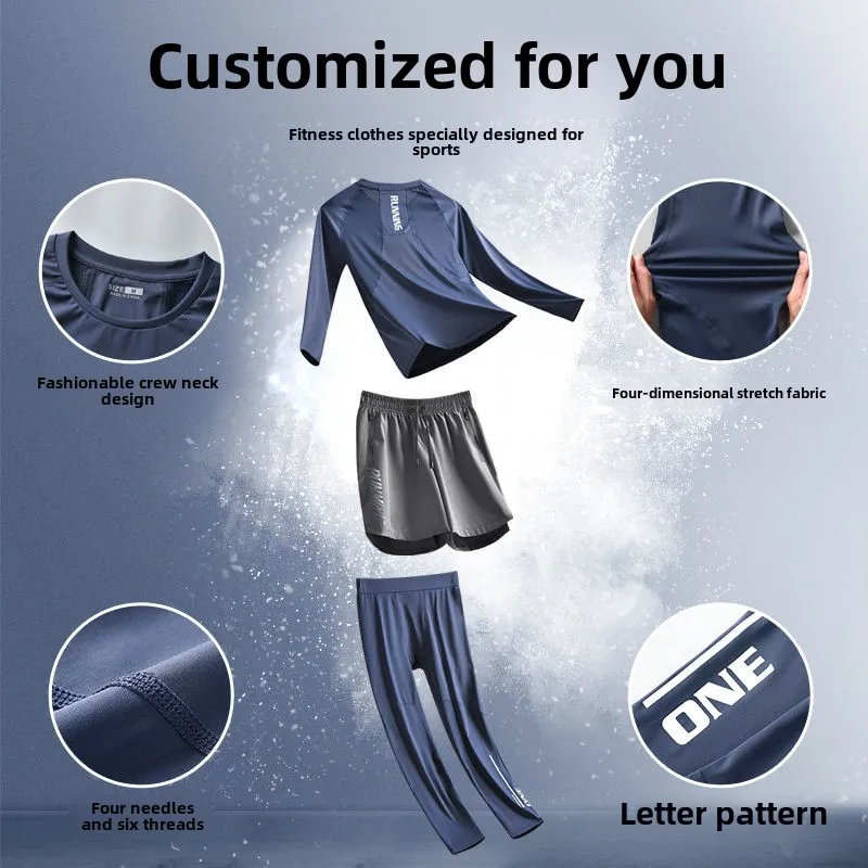 Men's Fitness Wear 3pcs Set Quick-Dry Top Running Football Training Basketball Uniform Men's Sportswear Set Tracksuit