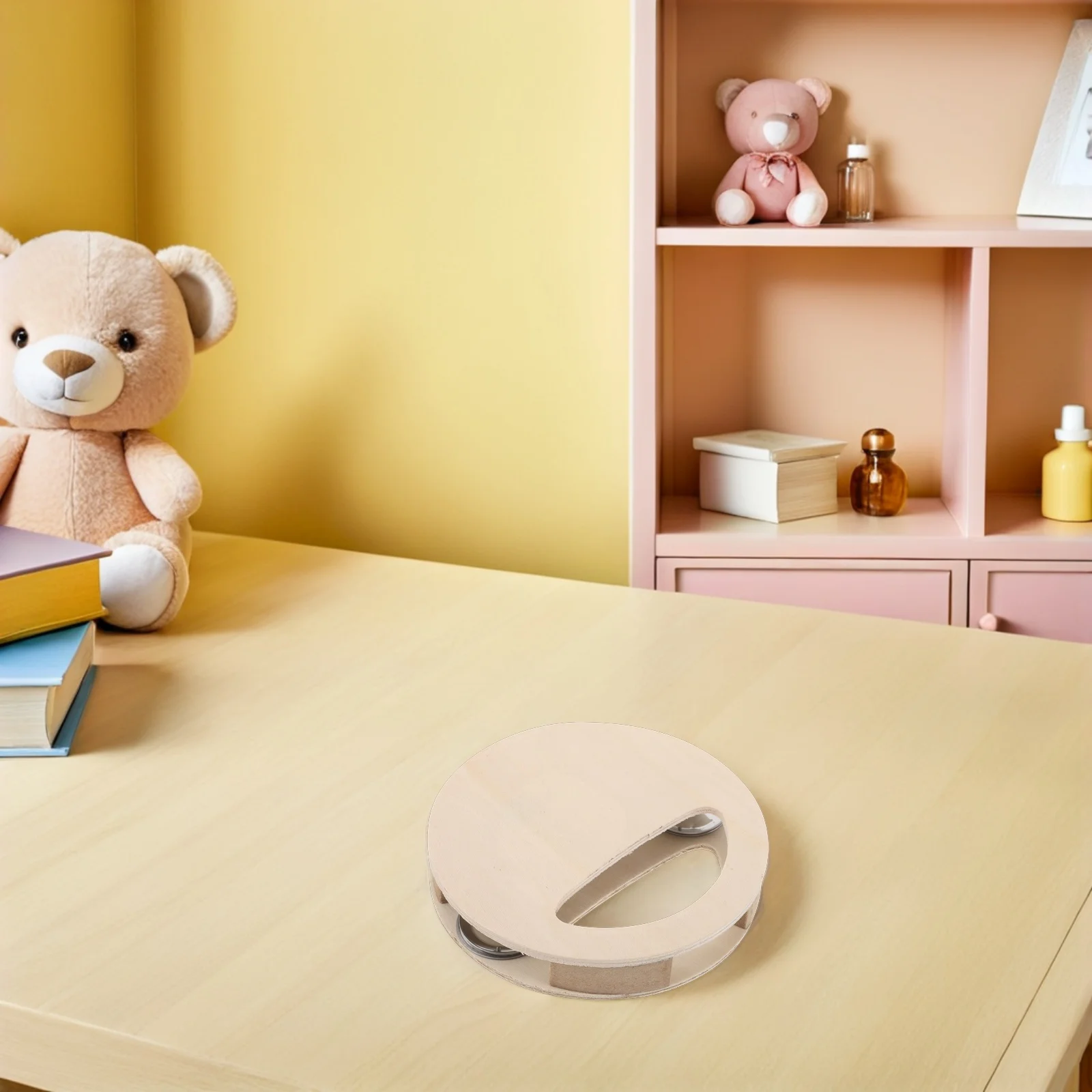 

4 Pcs Children's Baby Wooden Toddler Toys Montessori Infant Round Hand Bell Drum for Kids Percussion