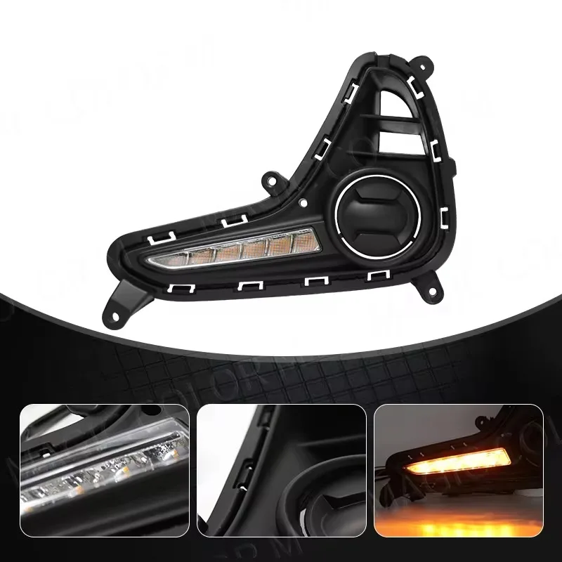 سيارة LED DRL مصباح الضباب لشركة هيونداي جراند I10 2017 2018 2019 بدوره إشارة وظيفة النهار تشغيل إكسسوارات مضيئة 12 فولت