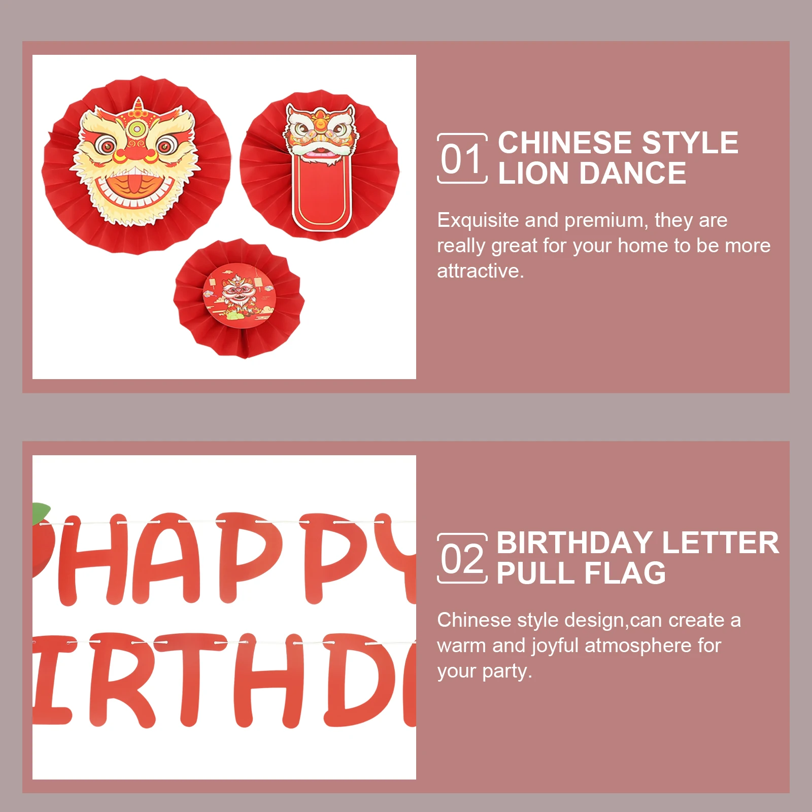 

1 set Personalized Banner Fan Happy Birthday Banner Chinese Decorations Party Supplies Festive Decor