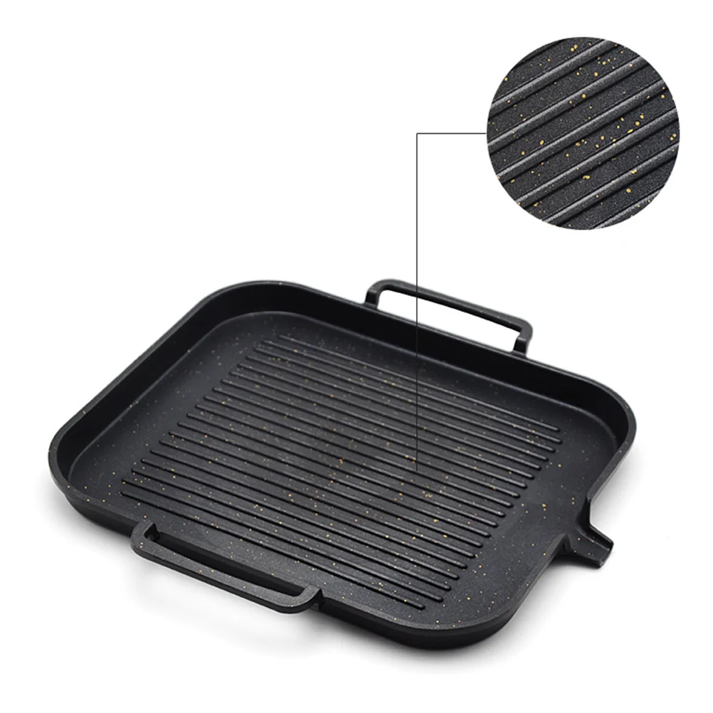 

1Pcs Induction Cooker Smokeless Bbq Grill Plate Black Non-Stick Pan Indoor Bbq Tray Ideal for Steaks Chicken Fish Vegetables