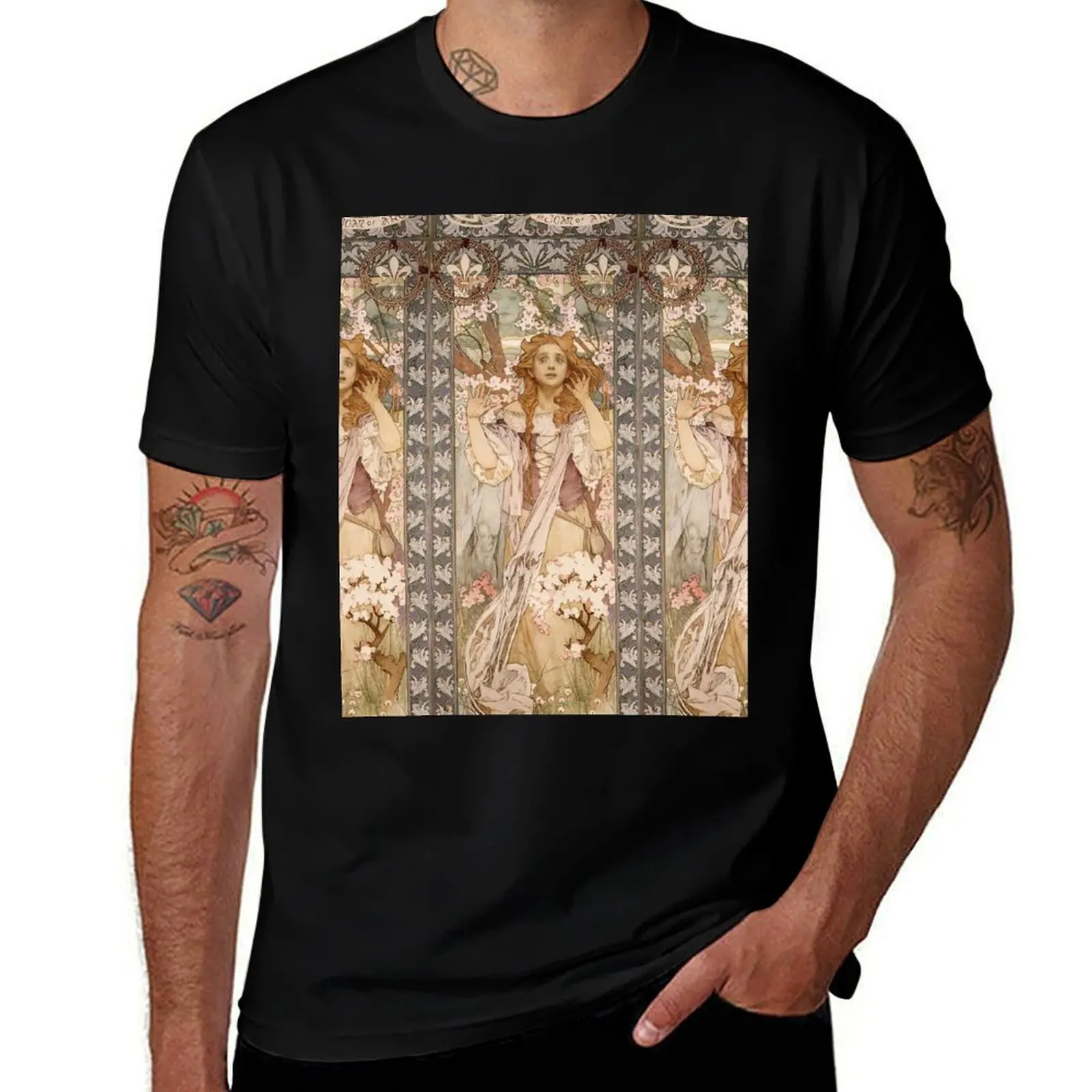 Joan of Arc vintage Art nouveau poster - Alphonse Mucha T-Shirt t shirts for man cotton T-Shirt