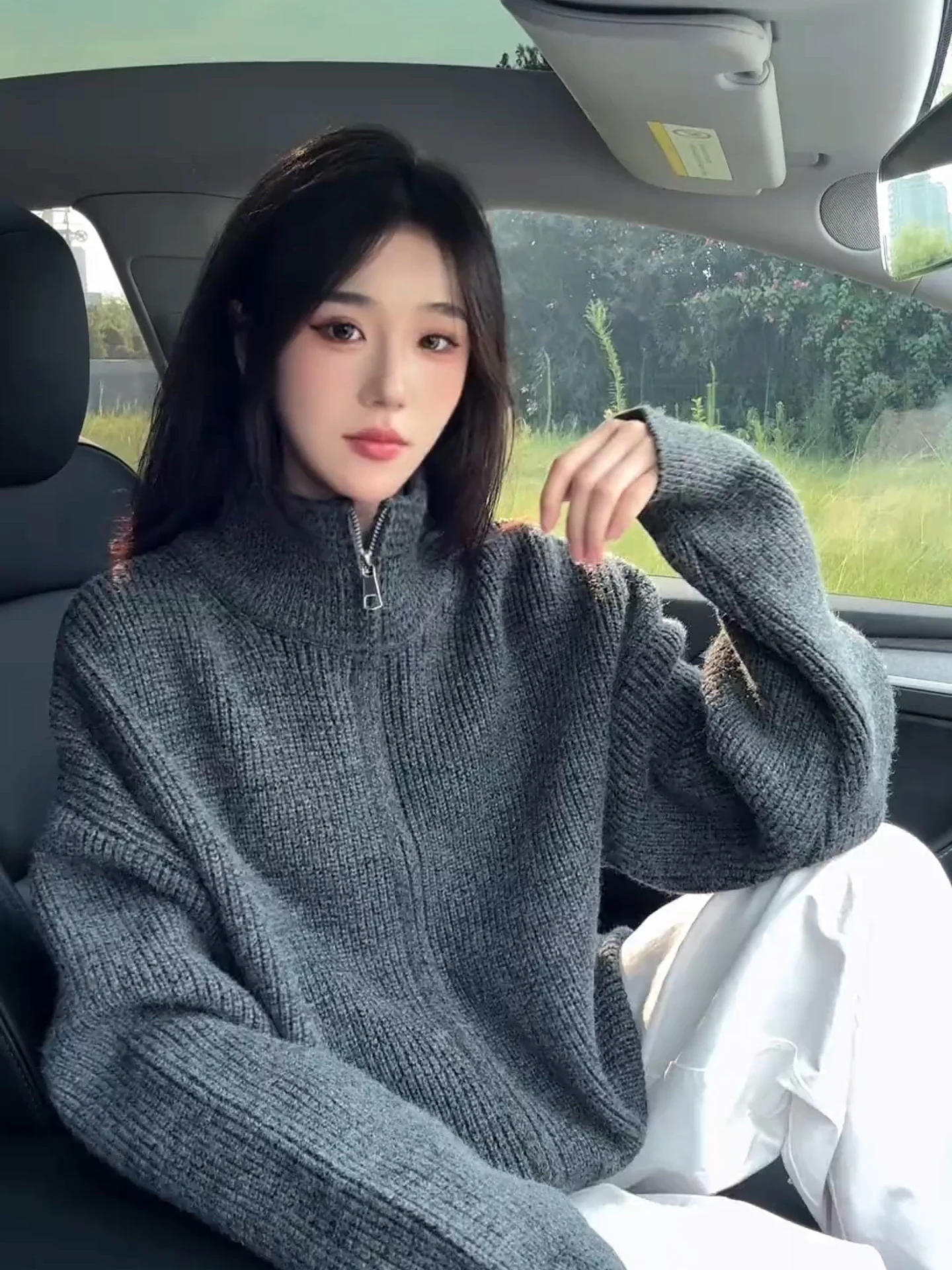 

Мужской кардиган в американском ретро-стиле с отложным воротником, свободного кроя, вязаный, с двойной молнией, дышащий, повседневный трикотаж