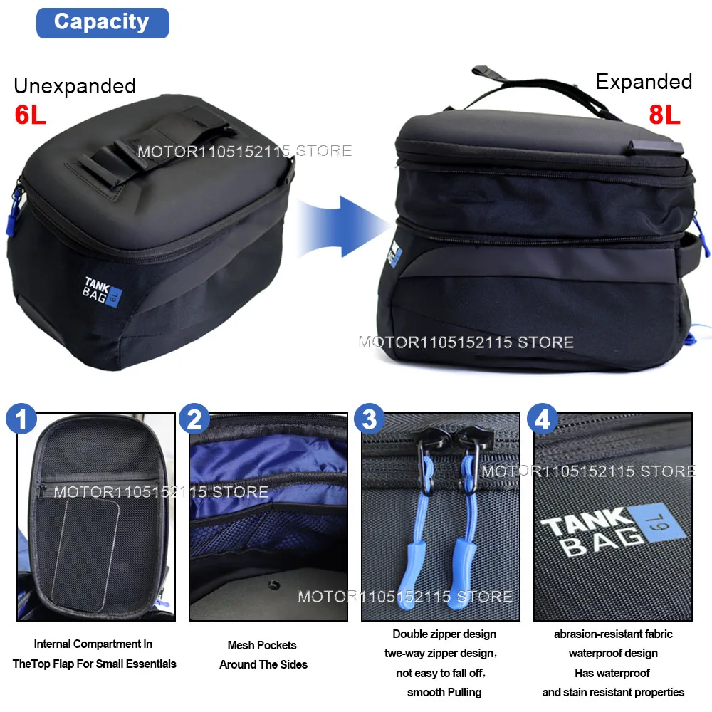 New For Suzuki V-Strom 650 1000 1050 /xT Buckle Magnetic Motorcycle Tank Bag Waterproof Tool Bag Universal Black view 2