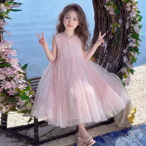 Pink Tweed Dress for Girls -AliExpress